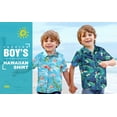 thumbnail image 3 of SSLR Big Boys Flamingos Hawaiian Shirt Button Down Shirt Short Sleeve Luau Shirt for Kids, 3 of 8