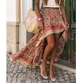 thumbnail image 3 of FreshPrettyWomen Summer Spring Boho Long Skirts Dress Floral Print Elastic Waist Split Ruffle High Low Beach Maxi Skirt, 3 of 6