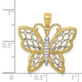 thumbnail image 3 of 14k Yellow with White Rhodium Two-tone Gold Diamond-cut Butterfly Pendant, 3 of 4