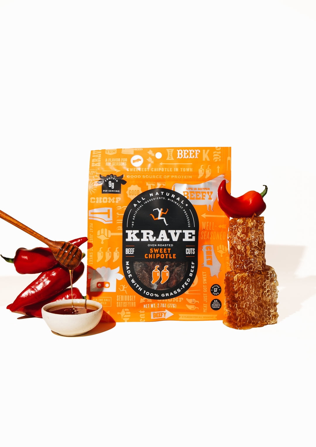 Pack of 8, Krave Sweet Chipotle Beef Cuts, 2.7 oz