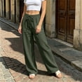 thumbnail image 4 of Cmfcve Women's Plus Size Casual Wide Leg Pants High Waist Baggy Drawstring Lounge Palazzo Pants with Pockets, 4 of 6