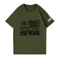 thumbnail image 4 of 250 Anniversary T Shirts for Men Independence Day American Flag Print Crew Neck Short Sleeve Tees Muscle Classic Fit Beach Vacation Breathable Muscle Tops, Army Green, #01 Army Green, 4 of 6