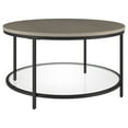 thumbnail image 3 of Evelyn&Zoe Sevilla Round MDF Coffee Table with Shelf, Antiqued Gray Oak, 3 of 8