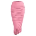 thumbnail image 1 of Made by Johnny Women's Slim fit Bodycon Party Club Night Out Elegant Ruched High Waist Long Pencil Skirt with Side Shirring XS PINK, 1 of 6