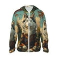 thumbnail image 1 of Vsdgher Sweat à Capuche Imprimé Feuille d'Érable Forêt Husky pour Hommes Femmes, Manches Longues Protection Solaire Pêche Course Natation-TTG, 1 of 7