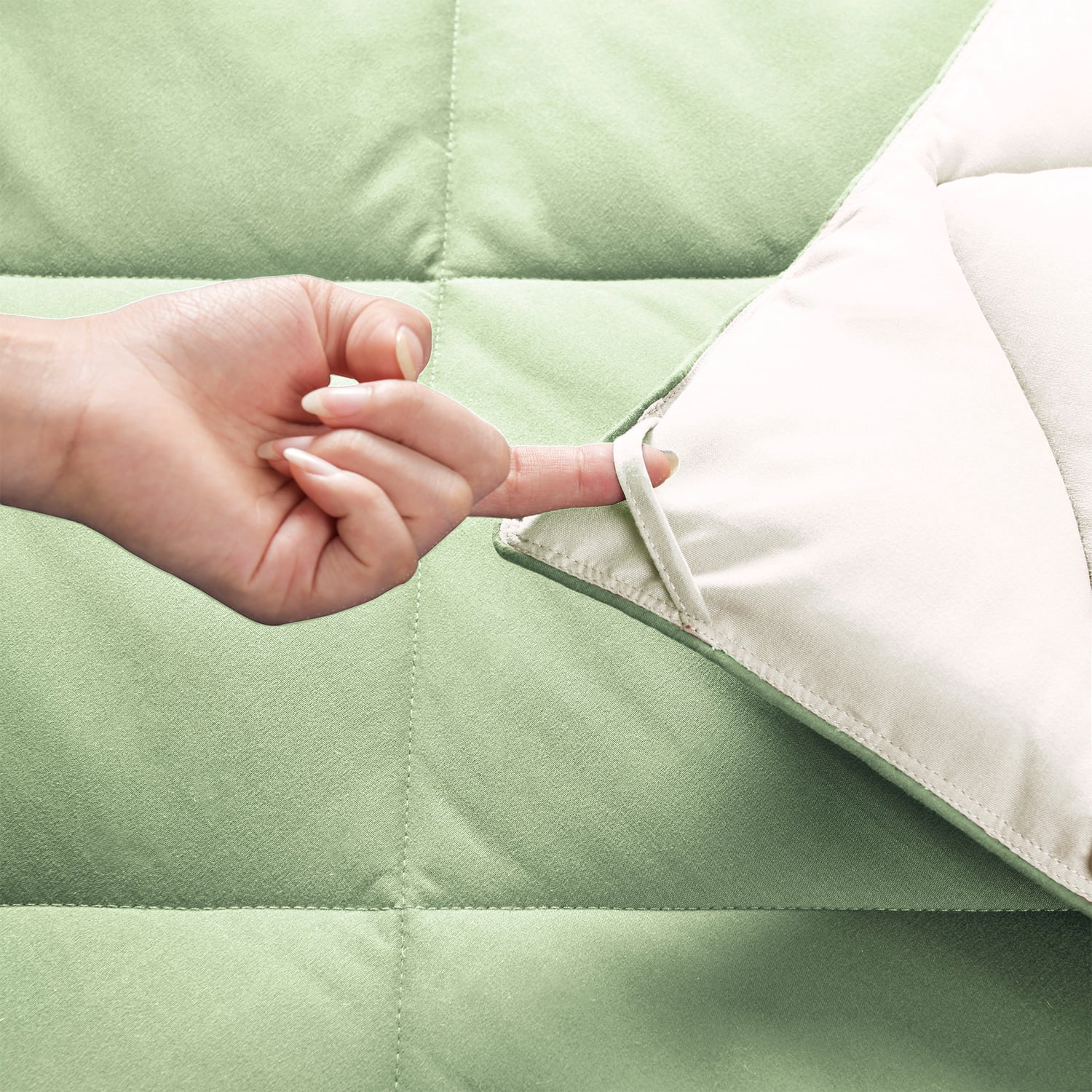 EvJk 3-Piece Twin Comforter Set – Sage/ Beige Reversible All Season Bedding