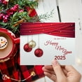 thumbnail image 4 of 2025 Happy New Year Cards & Envelopes | Elegant Christmas, Holidays, Xmas, New Year's Eve Red Thank You Invitation Greeting Card Set – 25 Half Fold Cards & A6 Envelopes | 4.5 x 6 inches (A6 Size), 4 of 6