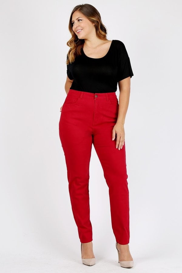 womens plus size red jeans