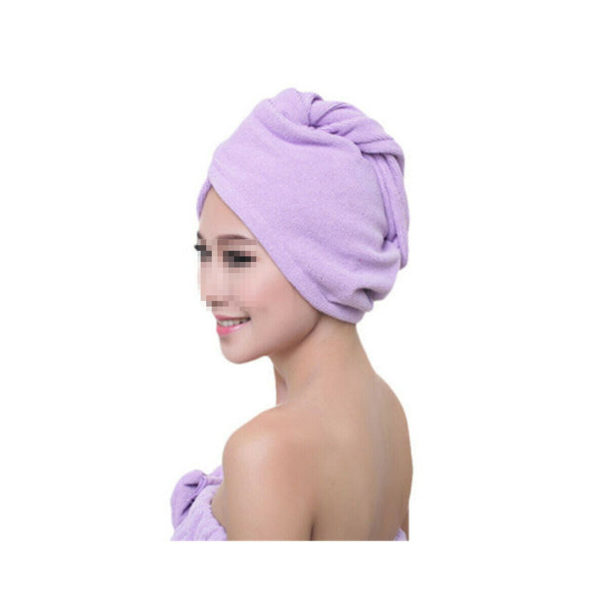 2PCS Rapid Fast Drying Hair Absorbent Towel Turban Wrap Soft Shower Bath Cap Hat 