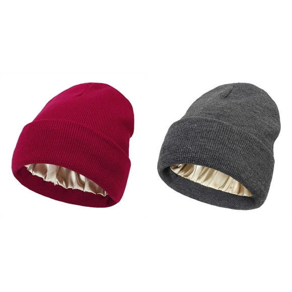 2 Pack(Red 1PCS & Dark Gray 1PCS) Trapper Hat for Men Multipack Women Solid All Warm Hats for Men Winter Autumn and Winter Knitted Fleece Warm Woolen Hat