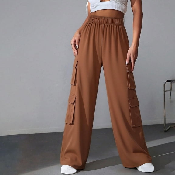 Danhjin Women's Cargo Pants Lightweight Cargo Pants Solid color Soft Stretch Baggy Casual Streetwear Travel Hiking With Pockets