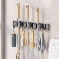 thumbnail image 4 of Mop & Broom Holder, Wall Mount Mop and Broom Hanger with 3 Slots and 4 Hooks, Anti-Slip Broom Hanger for Kitchen Organization, Easy Install Tool Organizer for Closet, Garage, 4 of 4