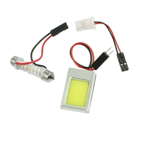 - Unique Bargains DC 12V Auto White Dome Light Lamp Panel w T10 Festoon Adapters