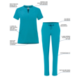 thumbnail image 4 of Adar Addition Go-Higher Scrub Set For Women - Notched V-Neck Scrub Top & Skinny Cargo Scrub Pants, 4 of 8