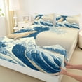 thumbnail image 4 of Feelyou Kawaii Wildlife Bear Twin Sheet Sets, Japaese Ocean Waves Twin Fitted Sheet, Teens Kids Boys Girls Flat Sheet, Microfiber Bedroom Decor, 3pcs, 4 of 8