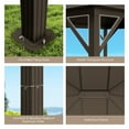 thumbnail image 5 of Spaco 12 x10 Feet Outdoor Hardtop Gazebo with Galvanized Steel Top and Netting-Brown, Roof Hardtop Galvanized Steel Top Canopy, Patio Heavy Duty Gazebo for Deck, Backyard, 5 of 9