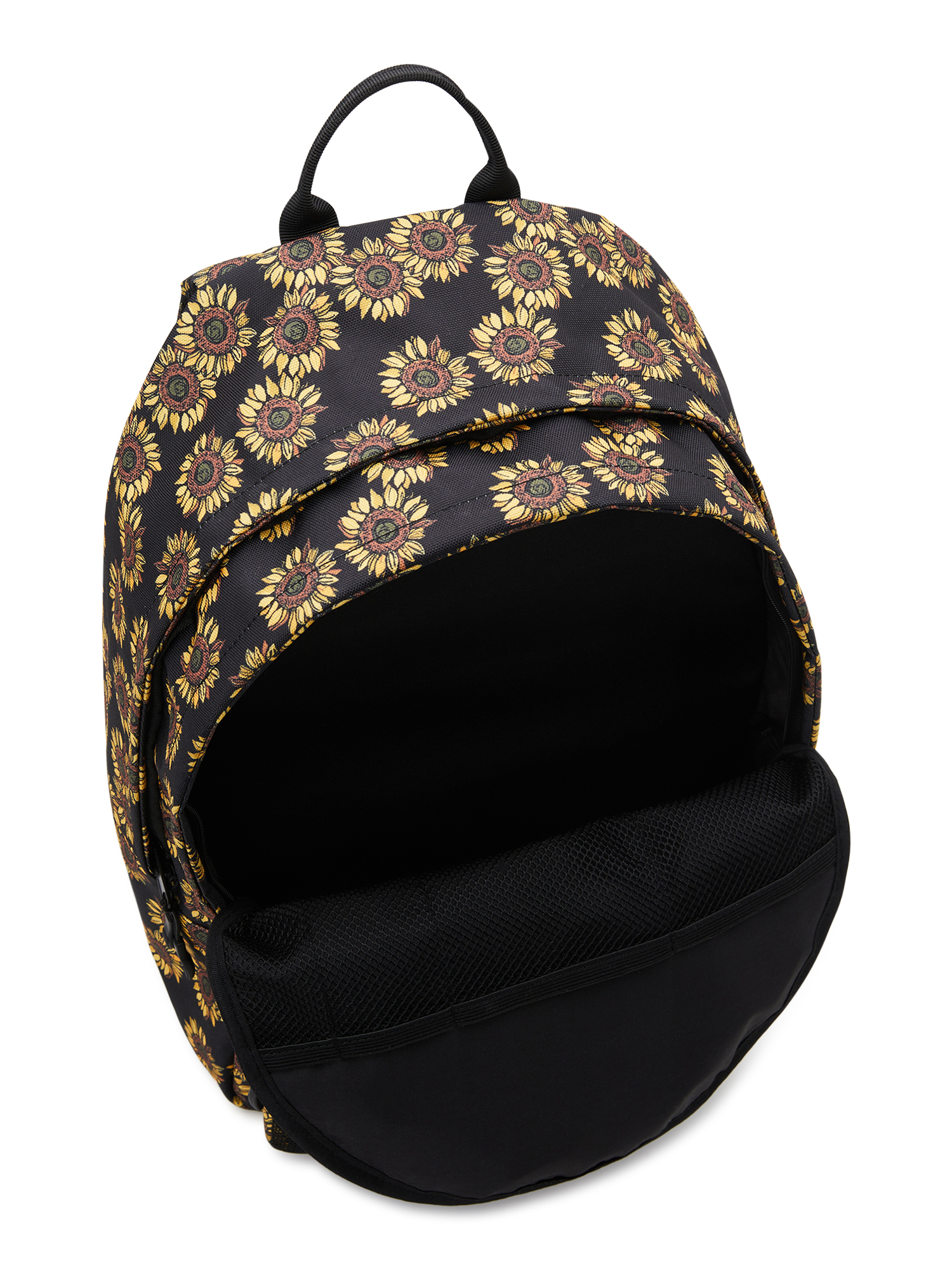 No Boundaries Women's Dome Multi Pocket 17" Backpack, Black Sunflower