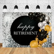 Silver & Black Retirement Backdrop: Retired Party Background for Photography - Women Men Retirement We Will Miss You Farewell Parties Centerpiece Banner Decorations