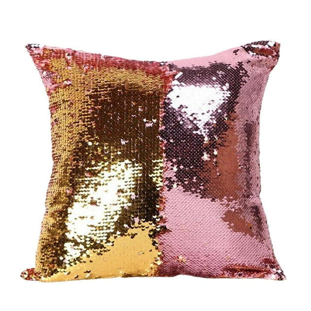 16 '' Funda De Almohada Funda De Almohada Cojín Brillo De Lentejuelas Reversible De Color Doble Macarena Funda de almohada cuadrada