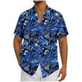 thumbnail image 2 of Cllios Men's Hawaiian Shirts Summer Floral Print Holiday Tops Regular Fit Lapel Collared Short Sleeve T-shirts Casual Button Down Bowling Shirts M-4XL, 2 of 5