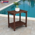thumbnail image 2 of Hassch End Table, 2-Tier Rectangular Accent Side Table with Slatted Top and Open Shelf, Versatile for Lawn, Poolside, Bedroom, Office (Brown), 2 of 8