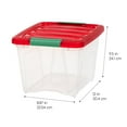 thumbnail image 5 of IRIS 19 Qt Stackable Holiday Plastic Storage Bins with Lids and Latching Buckles Clear Red 4 Pack, 5 of 7