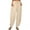 Beige, variant on Htigea Women's Cotton Linen Tapered Pants Summer Elastic High Waisted Straight Trousers Loose Fit Plus Size Lounge Pants Solid Color Long Pants with Pockets