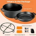 thumbnail image 2 of Pirecart 2 In 1 Cast Iron Dutch Oven, Pre-Seasoned Pot (5.1QT) and  Lid as a Skillet(1.9QT) , for Oven, Stove, Grill，Campfire, 2 of 6