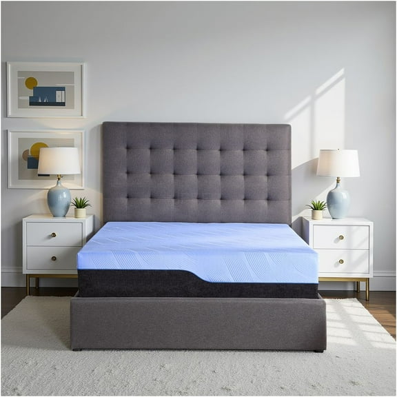 JERFIT 12 Inch Hybrid Cooling Mattress, Twin XL, Blue, Foam and Individually Wrapped Coils for Support Pressure Relief