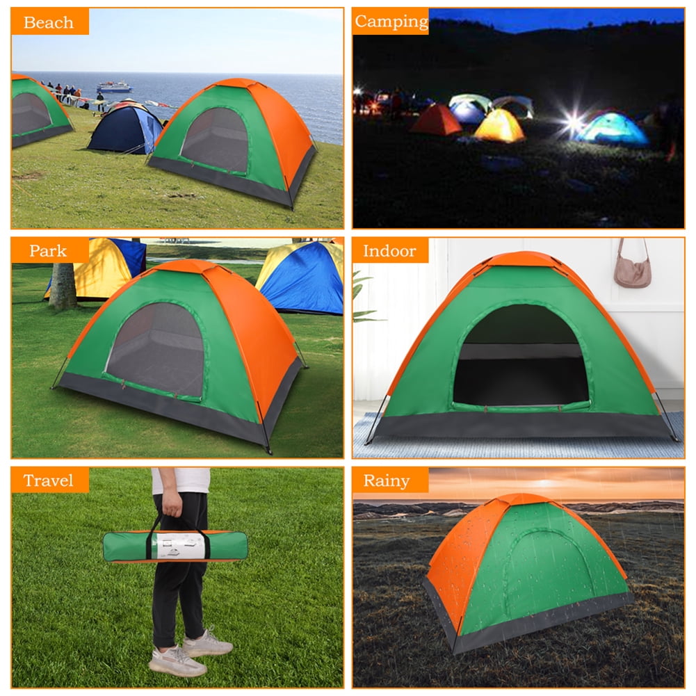 Kadyn Camping Cot Tent, Foldable Elevated Tent Set,2-Person Waterproof Camping Dome Tent for Outdoor Hiking Survival Orange & Green