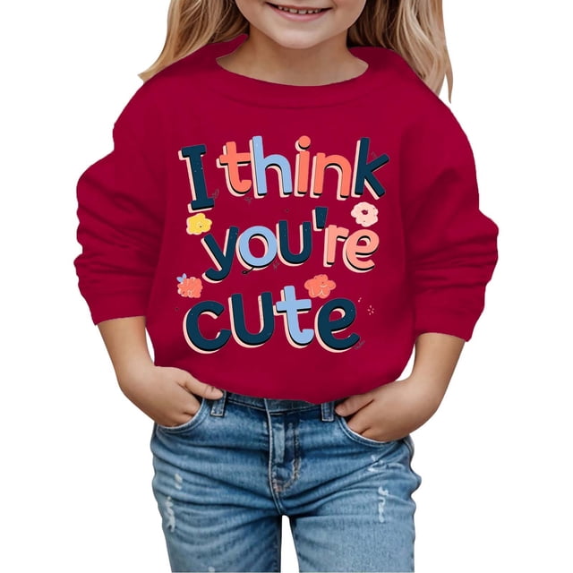 JAKANYQ Sweat à Capuche Imprimé Élégant pour Enfant, Cœur de Printemps, Rouge, 5-6 Ans
