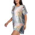 thumbnail image 2 of Picia The Cat Looks in the Mirror Pajamas Sets for Women Soft Short-Sleeved Pjs with Lounge Shorts Two Piece Sleepwear-Small, 2 of 9