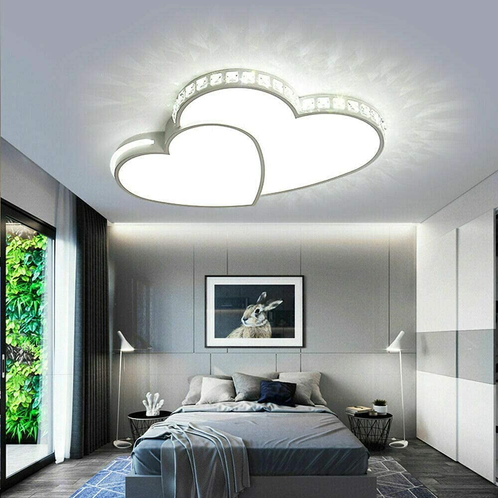 Modern Heart Shaped Ceiling Light, Crystal Flush Mount Led Ceiling Lighting Fixture, for Bedroom Living Room Dining Room Decoration Lamp 110V (Cool White)