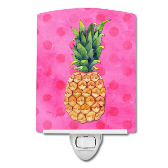 Caroline's Treasures BB8194CNL Pineapple Pink Polkadot Ceramic Night Light, 6x4x3", multicolor