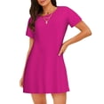 thumbnail image 1 of Disketp Darkmagenta para Camisón Corto de Manga Corta para Mujeres, Camisón Cómodo con Escote Redondo, Bonito y Confortable, 1 of 6