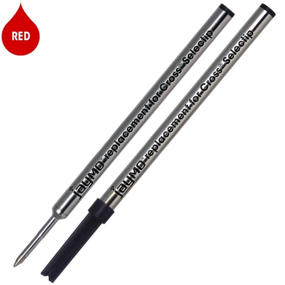 Jaymo Replacement for Cross Selectip 8013 - Measures 4.375 in / 111 mm Long - Gel Rolling Ball Pen Refill - 2 Red