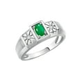 thumbnail image 3 of RYLOS Men's Rings Sterling Silver Classic 6X4MM Oval Gemstone & Diamond Ring Emerald May Birthstone Rings For Men, Silver Rings, Size 10, 3 of 7