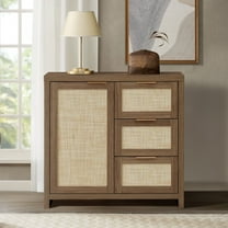 ARKANTOS Sideboards and Buffets, Boho Storage Cabinets with Rattan Doors and Drawers, Walnut