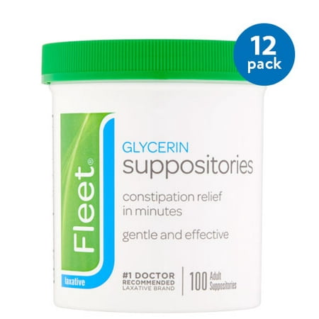 - (12 Pack) Fleet Glycerin Suppositories Laxative, 100ct