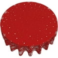 thumbnail image 3 of Red Christmas Snowflake Round Tablecloth 60 Inch Merry Christmas Table Cloth Xmas Circle Table Covers for Holiday Party Dining Kitchen Picnic Patio Outdoor Decor, 3 of 6