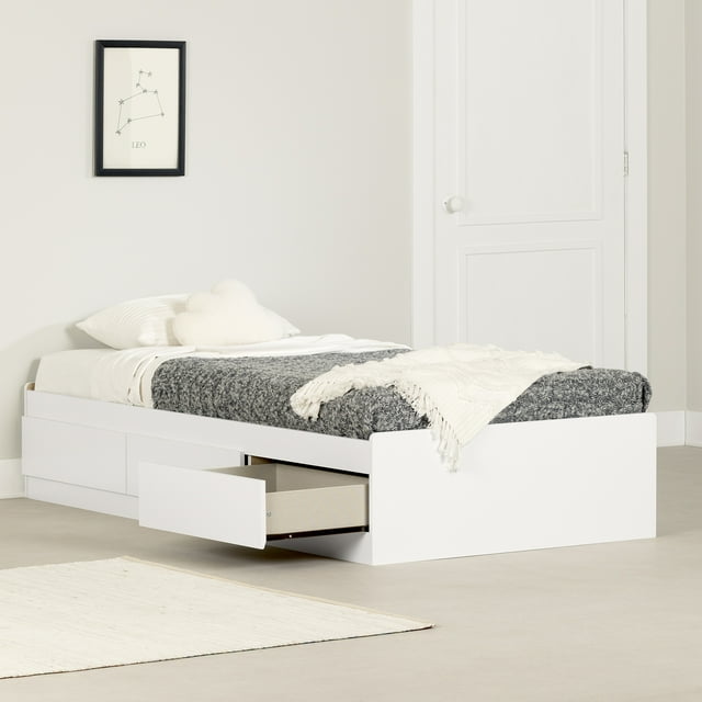 Lit matelot 3 tiroirs Simple, fini Blanc solide, collection Vito de Meubles South Shore