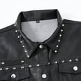 thumbnail image 5 of HOOMEUMY Men's Punk Rock Gothic Biker Style Black Faux Leather Turndown Collar Tank Top Jacket with Silver Spikes Studs Black L, 5 of 7