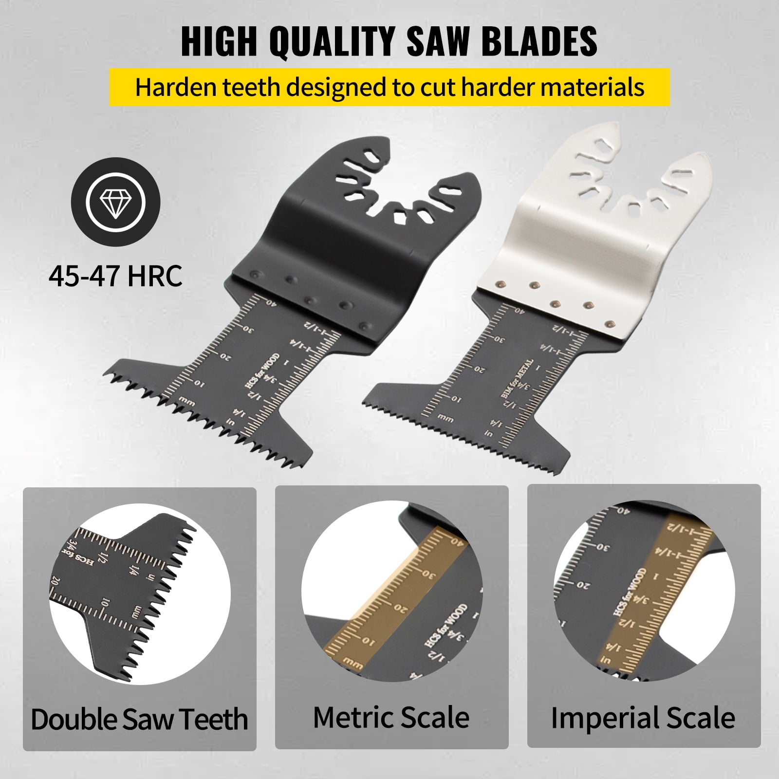 KFFKFF 50 pcs Oscillating Saw Blades, Quick Release Multitool Blades Kit, HCS Tool Blades for Wood Plastic Metal Nails Bolts, Compatible with Dewalt Dremel Fein Worx Bosch Makita Milwaukee