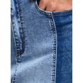 thumbnail image 5 of INSPIRE CHIC Women's Jean Skirt Color Block Patchwork Raw Hem Slit Back Knee Length Denim Skirts S Blue, 5 of 6