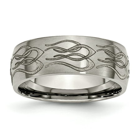 - Titanium 8mm Laser Design Brushed Wedding Ring Band Size 9.00 Designed Fashion Jewelry For Women Gift Set