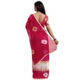 thumbnail image 2 of eloria Women's Poly Chiffon Partywear Saree Jaipuri Bandhej Style Sari with Readymade Blouse, Color: Pink & White | Size: 36, 2 of 7