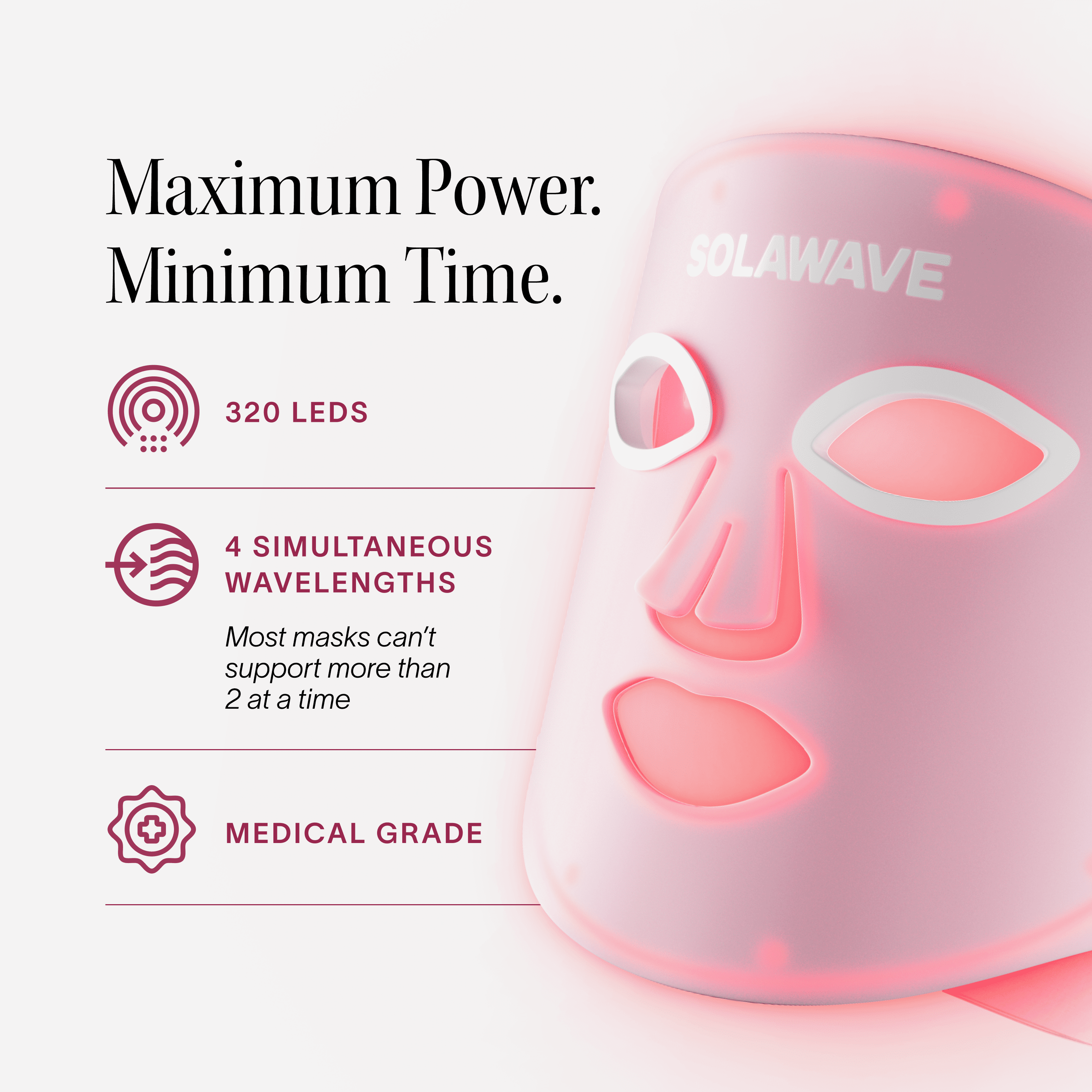 Solawave Wrinkle Retreat Pro Light Therapy Mask - LED Red Light Therapy Face Mask for Wrinkles & Anti-Aging, 3-Min Treatment, FDA Cleared