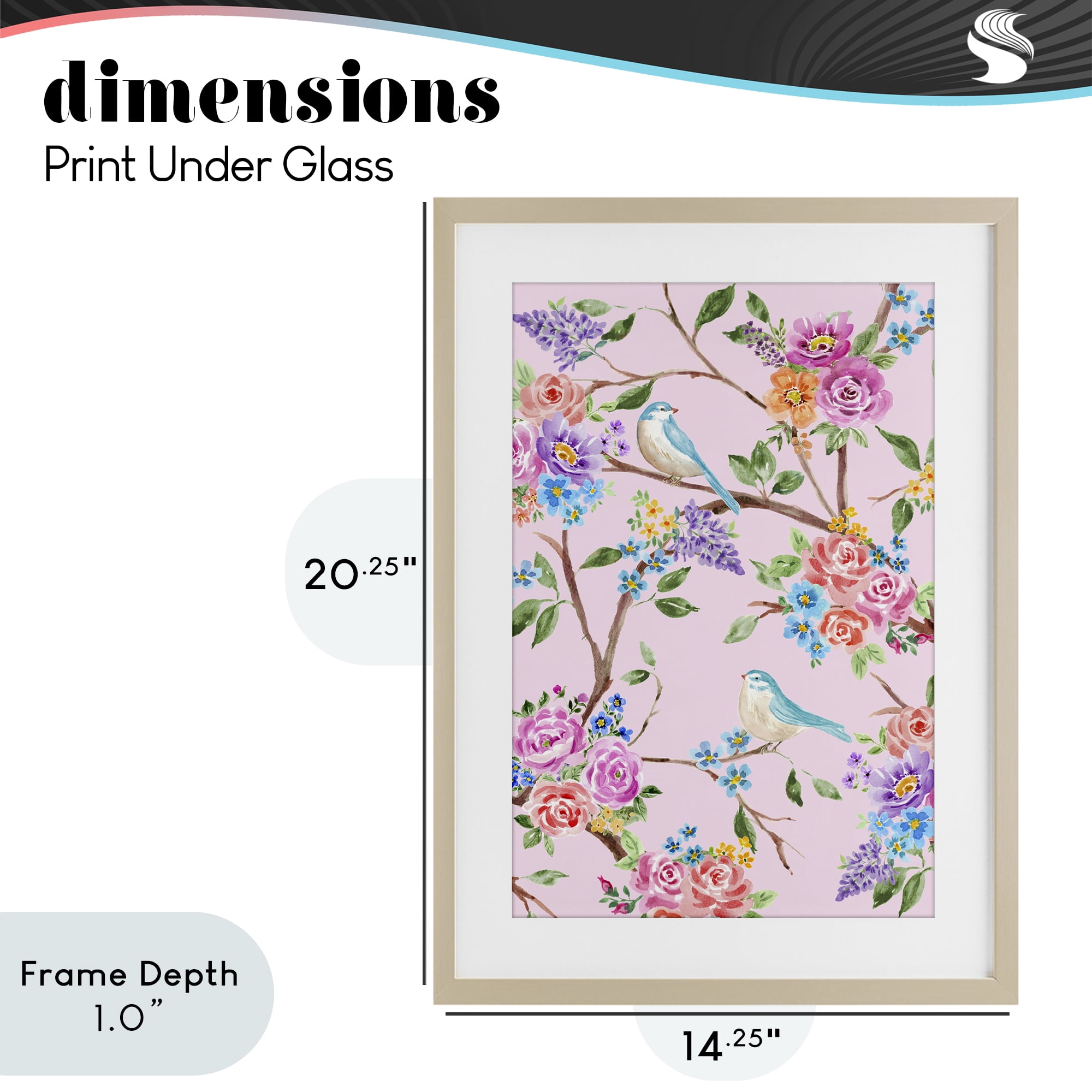 Stupell Industries Pink & Blue Spring Florals Birch Framed Print Under Glass, design by Corinne Haig