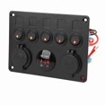 thumbnail image 1 of Panneau de Commutateur de Bateau, Panneau de Commutateur Étanche 5 Gang Switch Switch 12-24V LED avec Voltmètre Numérique Rétroéclairé pour Bateau Marin RV Remorque Camion, 1 of 7