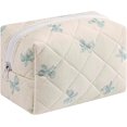 thumbnail image 1 of Quilted Cotton Makeup Bag Travel Cosmetic Bag for Women Girls, Zipper Make Up Pouch, Bow Pattern Toiletry Organizer Makeup, Portable Storage Bag (Blue Bow Tie), 1 of 7